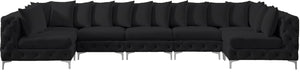 Tremblay Velvet / Engineered Wood / Metal / Foam Contemporary Black Velvet Modular Sectional - 168" W x 69" D x 33" H