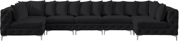 Tremblay Velvet / Engineered Wood / Metal / Foam Contemporary Black Velvet Modular Sectional - 168" W x 69" D x 33" H