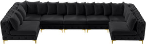Tremblay Velvet / Engineered Wood / Metal / Foam Contemporary Black Velvet Modular Sectional - 168" W x 69" D x 33" H