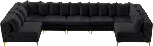 Tremblay Velvet / Engineered Wood / Metal / Foam Contemporary Black Velvet Modular Sectional - 168" W x 69" D x 33" H