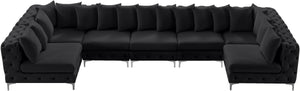 Tremblay Velvet / Engineered Wood / Metal / Foam Contemporary Black Velvet Modular Sectional - 168" W x 69" D x 33" H