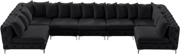 Tremblay Velvet / Engineered Wood / Metal / Foam Contemporary Black Velvet Modular Sectional - 168" W x 69" D x 33" H