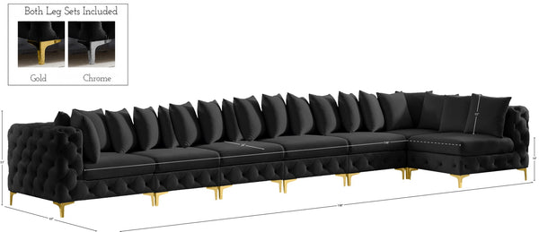 Tremblay Velvet / Engineered Wood / Metal / Foam Contemporary Black Velvet Modular Sectional - 198" W x 69" D x 33" H
