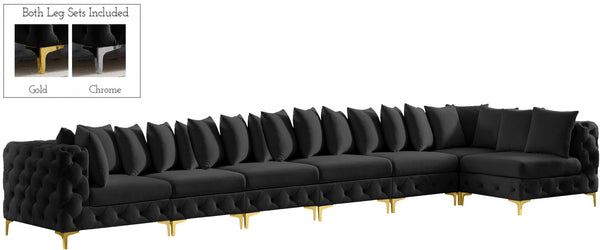 Tremblay Velvet / Engineered Wood / Metal / Foam Contemporary Black Velvet Modular Sectional - 198" W x 69" D x 33" H
