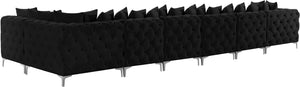 Tremblay Velvet / Engineered Wood / Metal / Foam Contemporary Black Velvet Modular Sectional - 198" W x 69" D x 33" H