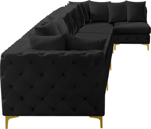 Tremblay Velvet / Engineered Wood / Metal / Foam Contemporary Black Velvet Modular Sectional - 198" W x 69" D x 33" H