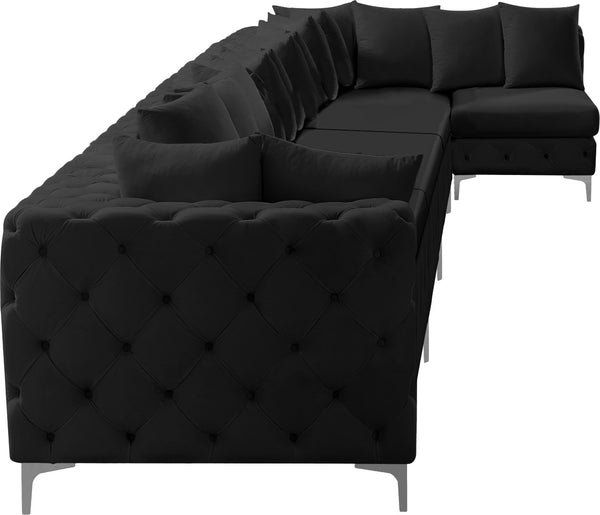 Tremblay Velvet / Engineered Wood / Metal / Foam Contemporary Black Velvet Modular Sectional - 198" W x 69" D x 33" H