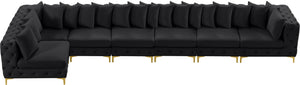 Tremblay Velvet / Engineered Wood / Metal / Foam Contemporary Black Velvet Modular Sectional - 198" W x 69" D x 33" H