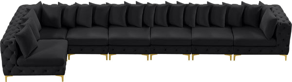Tremblay Velvet / Engineered Wood / Metal / Foam Contemporary Black Velvet Modular Sectional - 198" W x 69" D x 33" H