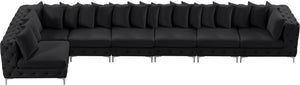 Tremblay Velvet / Engineered Wood / Metal / Foam Contemporary Black Velvet Modular Sectional - 198" W x 69" D x 33" H