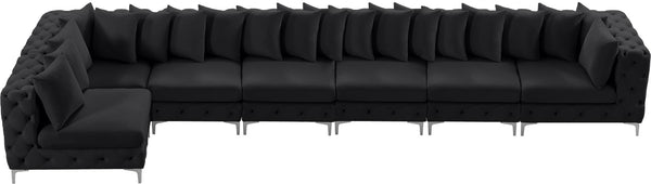 Tremblay Velvet / Engineered Wood / Metal / Foam Contemporary Black Velvet Modular Sectional - 198" W x 69" D x 33" H