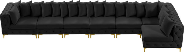 Tremblay Velvet / Engineered Wood / Metal / Foam Contemporary Black Velvet Modular Sectional - 198" W x 69" D x 33" H