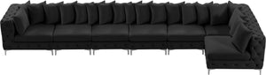 Tremblay Velvet / Engineered Wood / Metal / Foam Contemporary Black Velvet Modular Sectional - 198" W x 69" D x 33" H