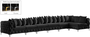 Tremblay Velvet / Engineered Wood / Metal / Foam Contemporary Black Velvet Modular Sectional - 198" W x 69" D x 33" H