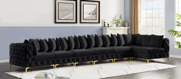 Tremblay Velvet / Engineered Wood / Metal / Foam Contemporary Black Velvet Modular Sectional - 198" W x 69" D x 33" H