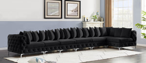 Tremblay Velvet / Engineered Wood / Metal / Foam Contemporary Black Velvet Modular Sectional - 198" W x 69" D x 33" H