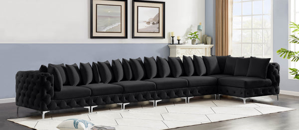 Tremblay Velvet / Engineered Wood / Metal / Foam Contemporary Black Velvet Modular Sectional - 198" W x 69" D x 33" H