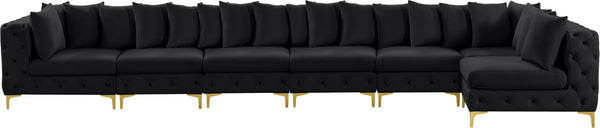 Tremblay Velvet / Engineered Wood / Metal / Foam Contemporary Black Velvet Modular Sectional - 198" W x 69" D x 33" H