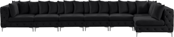 Tremblay Velvet / Engineered Wood / Metal / Foam Contemporary Black Velvet Modular Sectional - 198" W x 69" D x 33" H