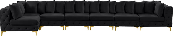 Tremblay Velvet / Engineered Wood / Metal / Foam Contemporary Black Velvet Modular Sectional - 198" W x 69" D x 33" H