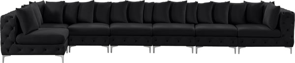 Tremblay Velvet / Engineered Wood / Metal / Foam Contemporary Black Velvet Modular Sectional - 198" W x 69" D x 33" H