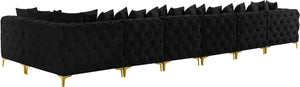 Tremblay Velvet / Engineered Wood / Metal / Foam Contemporary Black Velvet Modular Sectional - 198" W x 69" D x 33" H