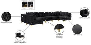 Tremblay Velvet / Engineered Wood / Metal / Foam Contemporary Black Velvet Modular Sectional - 168" W x 69" D x 33" H