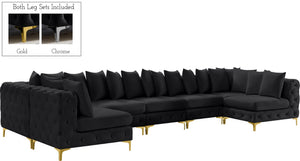 Tremblay Velvet / Engineered Wood / Metal / Foam Contemporary Black Velvet Modular Sectional - 168" W x 69" D x 33" H