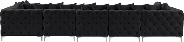 Tremblay Velvet / Engineered Wood / Metal / Foam Contemporary Black Velvet Modular Sectional - 168" W x 69" D x 33" H