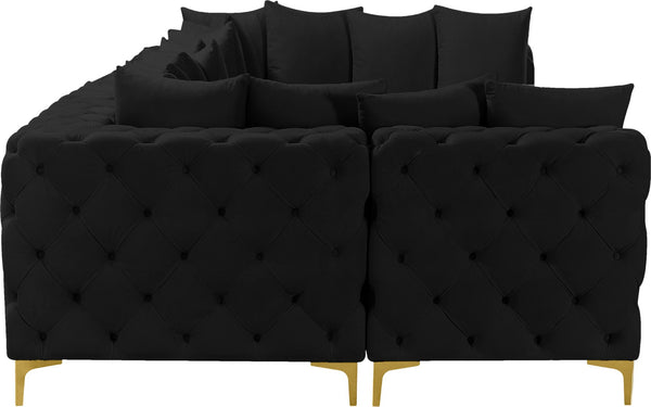 Tremblay Velvet / Engineered Wood / Metal / Foam Contemporary Black Velvet Modular Sectional - 168" W x 69" D x 33" H