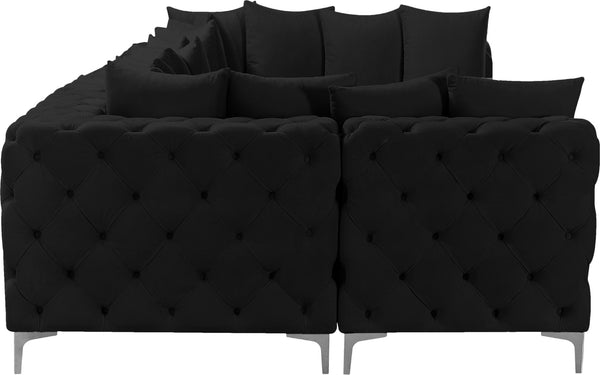 Tremblay Velvet / Engineered Wood / Metal / Foam Contemporary Black Velvet Modular Sectional - 168" W x 69" D x 33" H