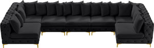 Tremblay Velvet / Engineered Wood / Metal / Foam Contemporary Black Velvet Modular Sectional - 168" W x 69" D x 33" H