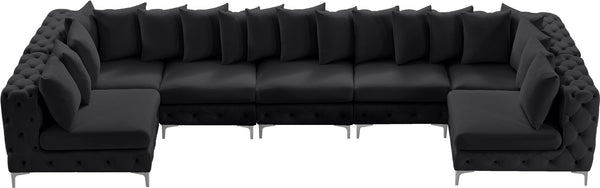 Tremblay Velvet / Engineered Wood / Metal / Foam Contemporary Black Velvet Modular Sectional - 168" W x 69" D x 33" H