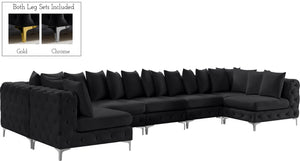 Tremblay Velvet / Engineered Wood / Metal / Foam Contemporary Black Velvet Modular Sectional - 168" W x 69" D x 33" H
