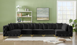 Tremblay Velvet / Engineered Wood / Metal / Foam Contemporary Black Velvet Modular Sectional - 168" W x 69" D x 33" H