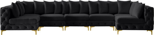 Tremblay Velvet / Engineered Wood / Metal / Foam Contemporary Black Velvet Modular Sectional - 168" W x 69" D x 33" H