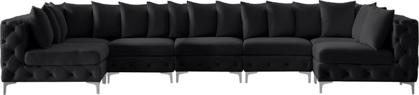 Tremblay Velvet / Engineered Wood / Metal / Foam Contemporary Black Velvet Modular Sectional - 168" W x 69" D x 33" H