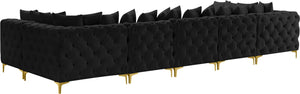 Tremblay Velvet / Engineered Wood / Metal / Foam Contemporary Black Velvet Modular Sectional - 168" W x 69" D x 33" H