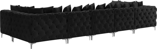 Tremblay Velvet / Engineered Wood / Metal / Foam Contemporary Black Velvet Modular Sectional - 168" W x 69" D x 33" H