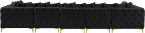 Tremblay Velvet / Engineered Wood / Metal / Foam Contemporary Black Velvet Modular Sectional - 168" W x 69" D x 33" H