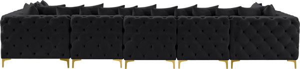 Tremblay Velvet / Engineered Wood / Metal / Foam Contemporary Black Velvet Modular Sectional - 168" W x 69" D x 33" H