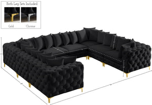 Tremblay Velvet / Engineered Wood / Metal / Foam Contemporary Black Velvet Modular Sectional - 138" W x 108" D x 33" H