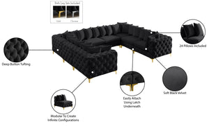 Tremblay Velvet / Engineered Wood / Metal / Foam Contemporary Black Velvet Modular Sectional - 138" W x 108" D x 33" H