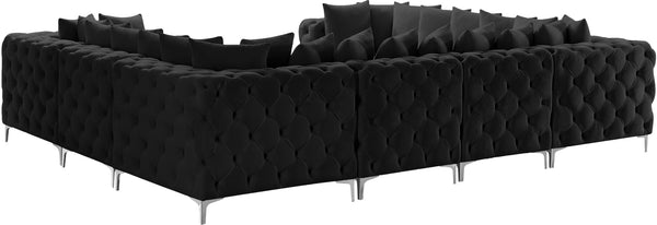 Tremblay Velvet / Engineered Wood / Metal / Foam Contemporary Black Velvet Modular Sectional - 138" W x 108" D x 33" H