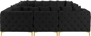 Tremblay Velvet / Engineered Wood / Metal / Foam Contemporary Black Velvet Modular Sectional - 138" W x 108" D x 33" H