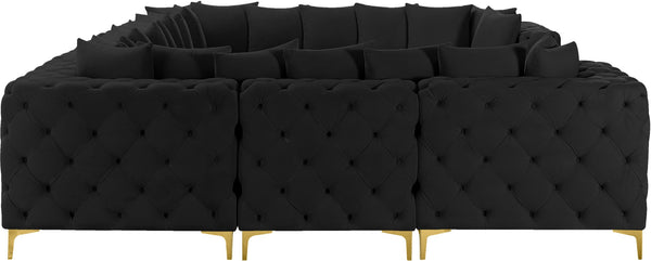 Tremblay Velvet / Engineered Wood / Metal / Foam Contemporary Black Velvet Modular Sectional - 138" W x 108" D x 33" H
