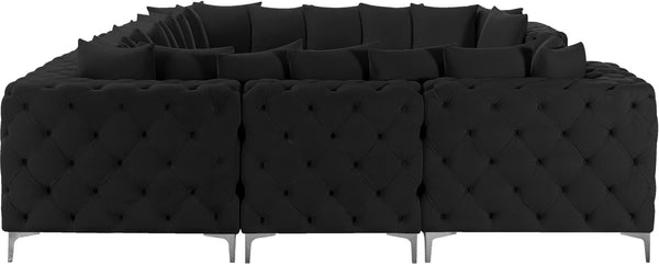 Tremblay Velvet / Engineered Wood / Metal / Foam Contemporary Black Velvet Modular Sectional - 138" W x 108" D x 33" H