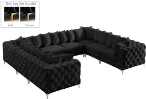 Tremblay Velvet / Engineered Wood / Metal / Foam Contemporary Black Velvet Modular Sectional - 138" W x 108" D x 33" H