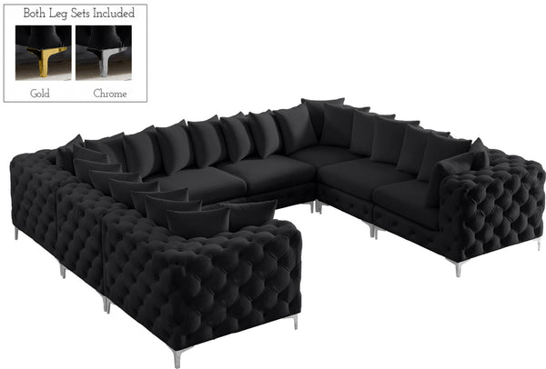 Tremblay Velvet / Engineered Wood / Metal / Foam Contemporary Black Velvet Modular Sectional - 138" W x 108" D x 33" H
