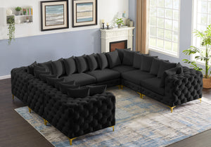 Tremblay Velvet / Engineered Wood / Metal / Foam Contemporary Black Velvet Modular Sectional - 138" W x 108" D x 33" H